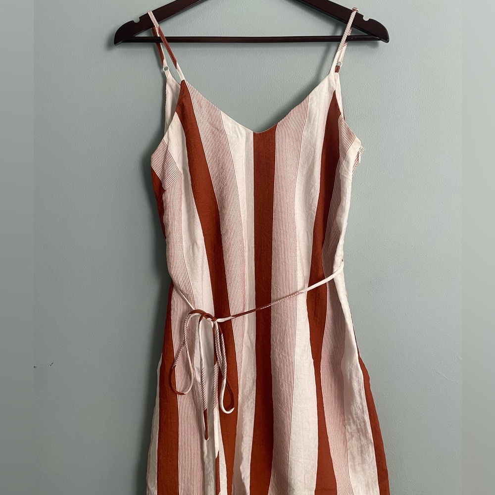 Lulus size Medium Orange Striped Sundress with Adjustable Straps